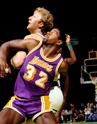 Magic Johnson and Larry Bird 1985 NBA Finals